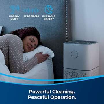 BISSELL Air180 Air Purifier For Home, Bedroom, HEPA Filter, Filters Smoke, Allergies, Pet Dander, Odor, Dust, Gray, 3496+