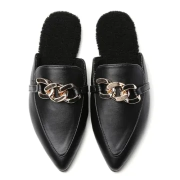 Stylish EasySmile Metal Chain Decor Flat Mules for Women