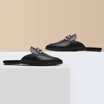 Stylish EasySmile Metal Chain Decor Flat Mules for Women
