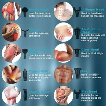 NORMON Massage Gun Deep Tissue, Muscle Percussion Back Neck Head Handheld Hammer Massager for Athletes, 30 Speed Level, LED Touch Screen, Long Battery Life with 10 Heads