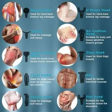 NORMON Massage Gun Deep Tissue, Muscle Percussion Back Neck Head Handheld Hammer Massager for Athletes, 30 Speed Level, LED Touch Screen, Long Battery Life with 10 Heads