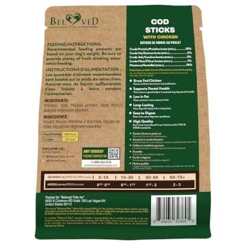 Beloved Pets Organic Dog Treats - Cod Sticks Wrapped in Chicken - 11 oz - All Natural, Grain-Free Ch...