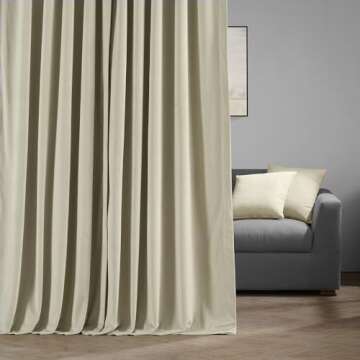 HPD Half Price Drapes Signature Velvet Thermal Blackout Curtains for Living Room 108 Inch Long (1 Panel) Rod Pocket Insulated Blackout Curtains for Bedroom Window Curtains, 100W x 108L, Cool Beige