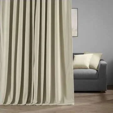 HPD Half Price Drapes Signature Velvet Thermal Blackout Curtains for Living Room 108 Inch Long (1 Panel) Rod Pocket Insulated Blackout Curtains for Bedroom Window Curtains, 100W x 108L, Cool Beige