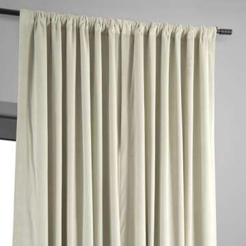 HPD Half Price Drapes Signature Velvet Thermal Blackout Curtains for Living Room 108 Inch Long (1 Panel) Rod Pocket Insulated Blackout Curtains for Bedroom Window Curtains, 100W x 108L, Cool Beige