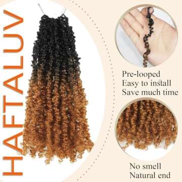 Haftaluv Yanky Twist Crochet Hair 12 Inch 9 Packs Pre Looped Mini Twist Yankee Twist Micro Yaki Twist Synthetic Curly Crochet Hair Extensions For Black Women (12 Inch T30)