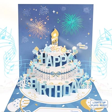 Stunning 3D Musical Birthday Card with Lights and Fireworks for All Ages