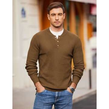 Stylish COOFANDY Men's Quarter Button Sweater | Lightweight Comfort