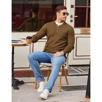 Stylish COOFANDY Men's Quarter Button Sweater | Lightweight Comfort