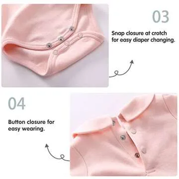 Pureborn Baby Girls Cotton Bodysuit - Stylish & Soft