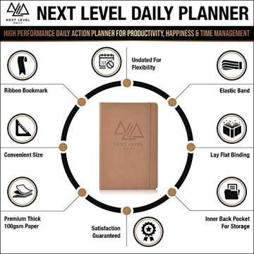 Next Level Daily Planner | 90 Day High Performance Daily Action Planner for Productivity, Happiness,...