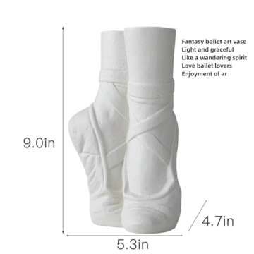 Lvases Ballet Shoe Modern Ceramic Vase, Nordic Art Ins Style Decorative Ceramic Aesthetic Foot Flower Vase for Home Living Room Table Bookshelf Decor (Matte White W 6" X H 9")