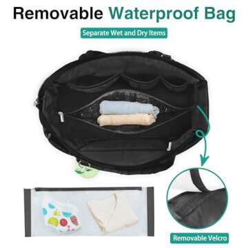 KUBYA Diaper Bag Tote, Baby Diaper Tote Bags Crossbody Hospital Bag Travel Large Mommy Bag, with Silicone Pacifier Case