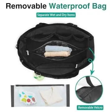 KUBYA Diaper Bag Tote, Baby Diaper Tote Bags Crossbody Hospital Bag Travel Large Mommy Bag, with Silicone Pacifier Case