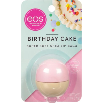 eos Natural Shea Lip Balm- Birthday Cake, All-Day Moisture Lip Care Products, 0.25 oz