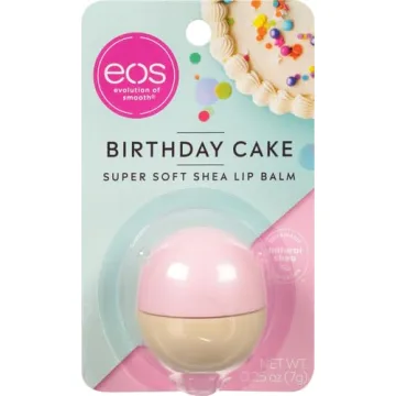 eos Natural Shea Lip Balm- Birthday Cake, All-Day Moisture Lip Care Products, 0.25 oz