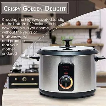 Pars Automatic Persian Rice Cooker - Tahdig Rice Maker Perfect Rice Crust, 15 Cup