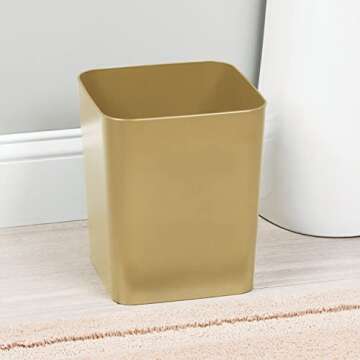 mDesign Square Shatter-Resistant Plastic Small Trash Can Wastebasket, Garbage Container Bin for Bath...