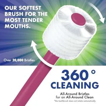 Brilliant Specialty Adult Round Toothbrush for Sensitive Mouths to Support Chemo and Other Sensory O...