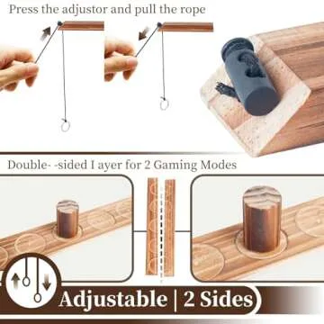 YWMSGM Ring Toss Games for Adults, Patio Decor, Yard Games, Outdoor Indoor Games, Wooden Hook and Ring Game for Bars, Home, Party, Christmas Games