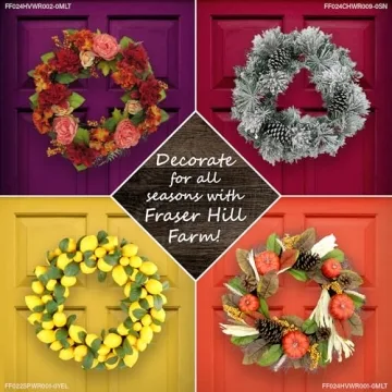Fraser Hill Farm 24-in. Snowy Christmas Wreath for Your Home