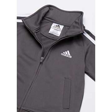 adidas Boys' Little Tricot Jacket & Pant Clothing Set, Grey Five, 6