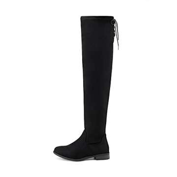 DREAM PAIRS Women's Uplace Black Suede Over The Knee Thigh High Winter Boots