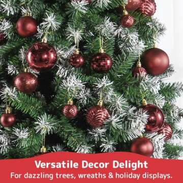 PREXTEX Wine Red Christmas Ornaments Set - 36 Durable Balls