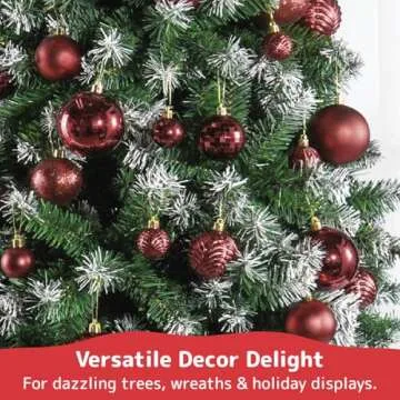 PREXTEX Wine Red Christmas Ornaments Set - 36 Durable Balls