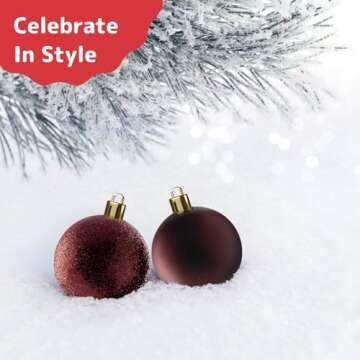 PREXTEX Wine Red Christmas Ornaments Set - 36 Durable Balls