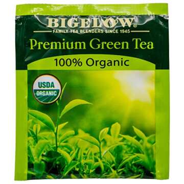 Bigelow Premium 100-Percent Organic Green Tea 150-Count Box, Individually Wrapped