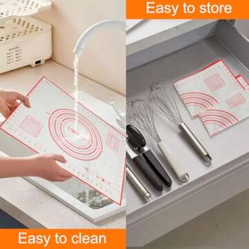 Durable Silicone Pastry Mat for Easy Baking and Rolling