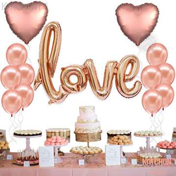 KatchOn, Rose Gold Love Balloon Letters - 36 Inch, Pack of 13 | Valentines Day Balloons | Love Ballo...