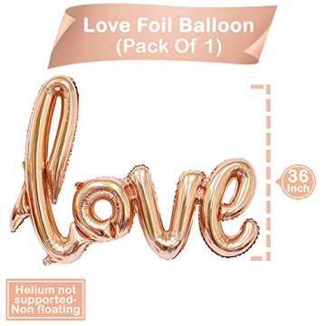 KatchOn, Rose Gold Love Balloon Letters - 36 Inch, Pack of 13 | Valentines Day Balloons | Love Balloons | Valentines Balloons | Valentine Decorations