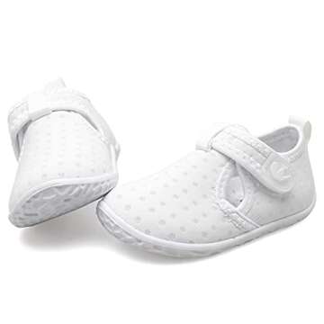 JIASUQI Summer Casual Skin Water Shoes Socks for Baby Swim Surf Aerobics White Hook 12-18 Months