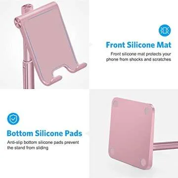 OMOTON Adjustable Cell Phone Stand for All Phones in Rose Gold