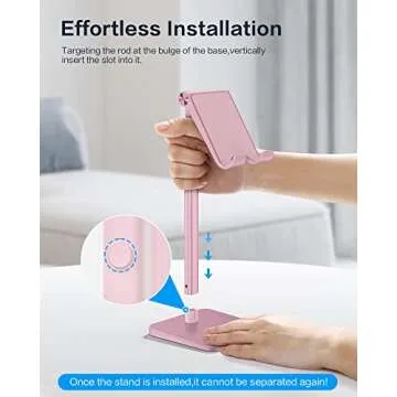 OMOTON Adjustable Cell Phone Stand for All Phones in Rose Gold