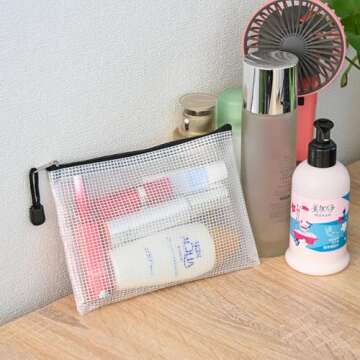 AUSTARK Plastic Mesh Zipper Pouch, 12Pcs Zipper File Bags with Label Pocket, Game Boards Storage Bags, Waterproof Document Storage Bags for Office Home Travel (B6 Size 7.6x5.3 in)