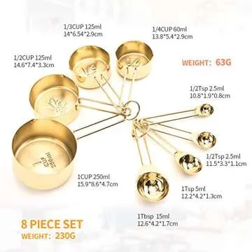 Globalstore 8 Piece Stainless Steel Measuring Cups and Spoons Set