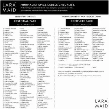 231 Minimalist Spice Label Set, Durable Vinyl Labels
