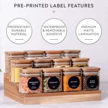 231 Minimalist Spice Label Set, Durable Vinyl Labels