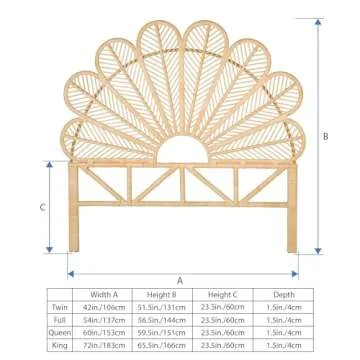 KOUBOO Rattan Petal Headboard for Stunning Bedroom Decor