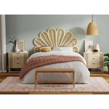 KOUBOO Rattan Petal Headboard for Stunning Bedroom Decor