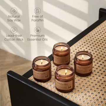 M&SENSE 4 Pack Aromatherapy Candle Gift Set for Christmas
