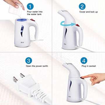 JSD Steamer for Clothes, 7 in 1 Travel Garment Steamers, 150ml Powerful Handheld Fabric Steamer with High Capacity for Home and Travel, Travel Pouch Included [Updated Version]