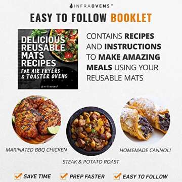 Air Fryer Accessories for Ninja Foodi Smart XL FG551 Reusable Liners with Air Fryer Recipe Book, Heat Resistant Mat for Ninja Foodi, Food Safe, Easy to Clean and Dishwasher Safe by INFRAOVENS
