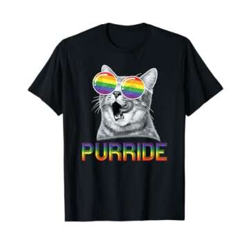 Funny Cat Gay Pride Rainbow Sunglasses LGBTQ T-Shirt
