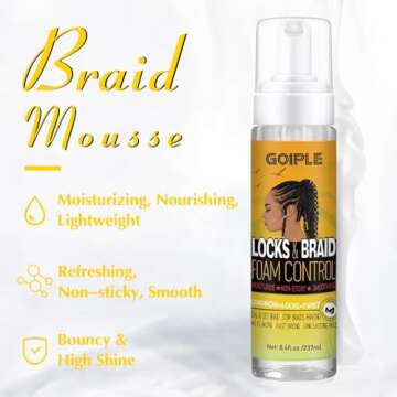 Goiple Braid Mousse, Twist, Locs - Extra Hold, High Shine, Moisturizes, Frizz Control, Lightweight, Easy to Apply, 8.4 fl oz