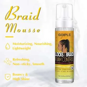 Goiple Braid Mousse, Twist, Locs - Extra Hold, High Shine, Moisturizes, Frizz Control, Lightweight, Easy to Apply, 8.4 fl oz