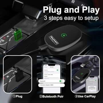 Wireless CarPlay Adapter – 2025 Upgraded 2-in-1 CarPlay & Android Auto, Converts Wired to Wireless, Plug & Play, Low Latency, USB-C Compatible with iPhone & Android